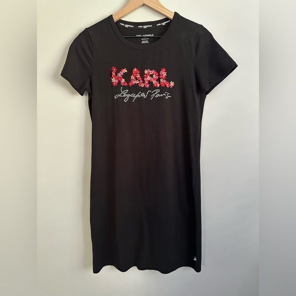 Karl Lagerfeld Black Dress with Pink Accents - Picture 2 of 5
